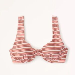 NWT! Abercrombie Wide Strap Underwire Bikini Top Red  Stripe Large